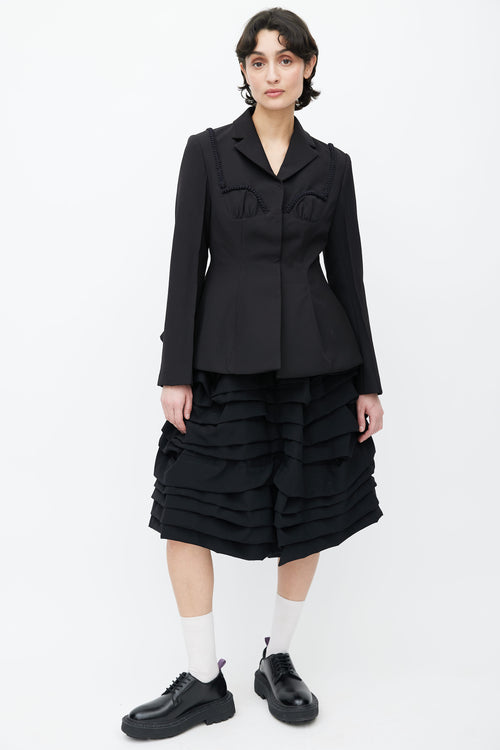 Shushu/Tong Black Cord Embroidered  Blazer