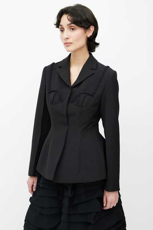 Shushu/Tong Black Cord Embroidered  Blazer