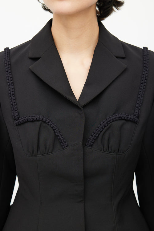 Shushu/Tong Black Cord Embroidered  Blazer