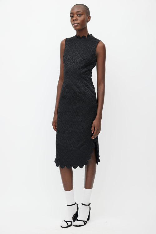 Simone Rocha Black Floral Brocade Midi Dress