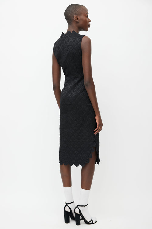 Simone Rocha Black Floral Brocade Midi Dress