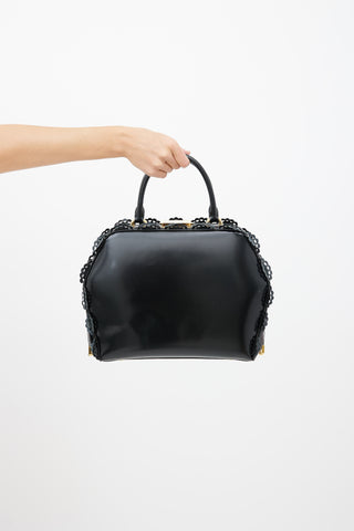 Simone Rocha Black Leather Frame Trim Bag