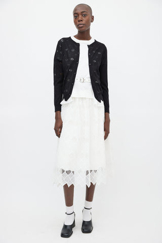 Simone Rocha Black Mohair Knit Floral Cut-Out Cardigan