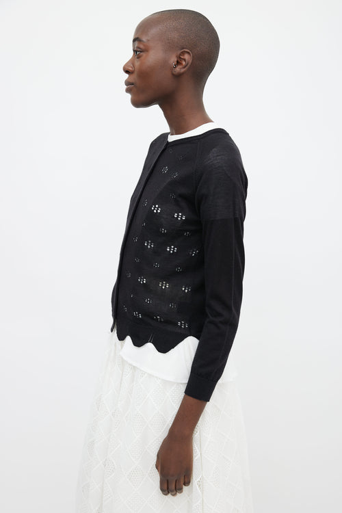 Simone Rocha Black Mohair Knit Floral Cut-Out Cardigan