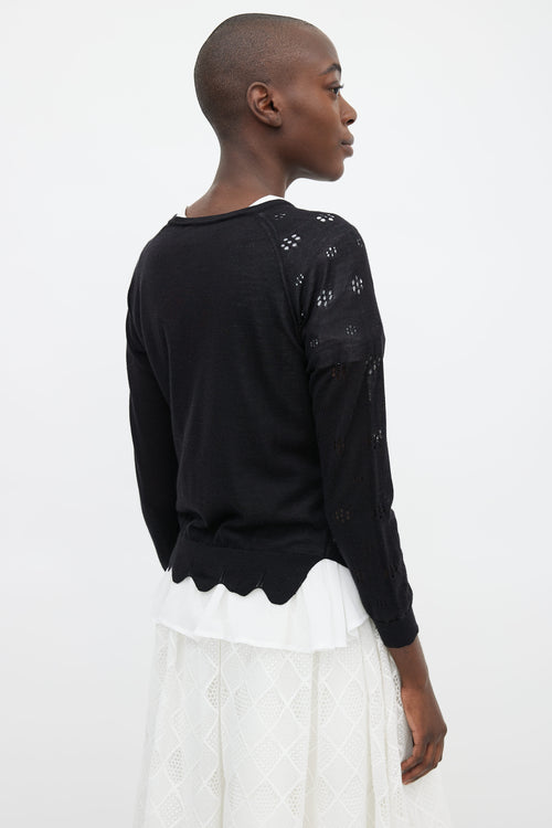 Simone Rocha Black Mohair Knit Floral Cut-Out Cardigan