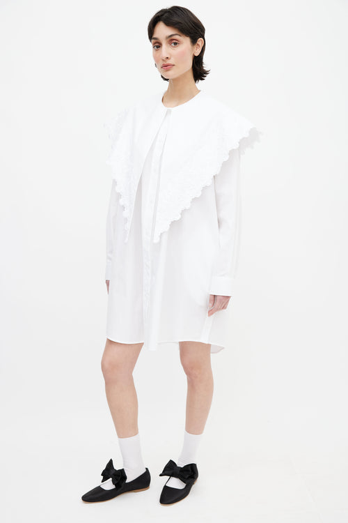 Simone Rocha White Oversized Collar Shirt Dress