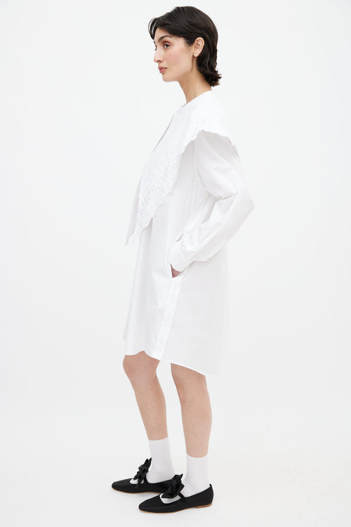 Simone Rocha White Oversized Collar Shirt Dress