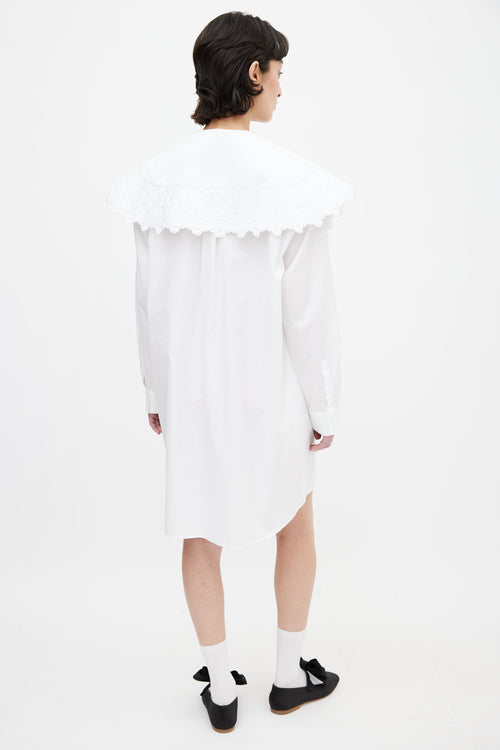 Simone Rocha White Oversized Collar Shirt Dress