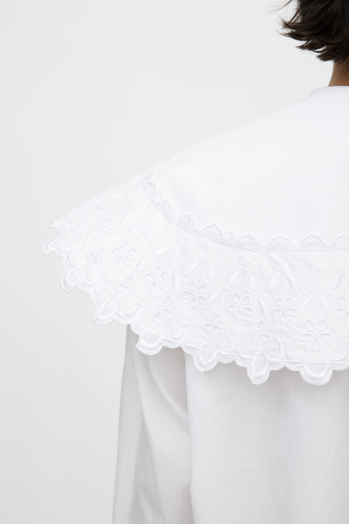 Simone Rocha White Oversized Collar Shirt Dress