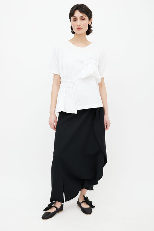 Simone Rocha White Cotton Ruffle Panel T-Shirt