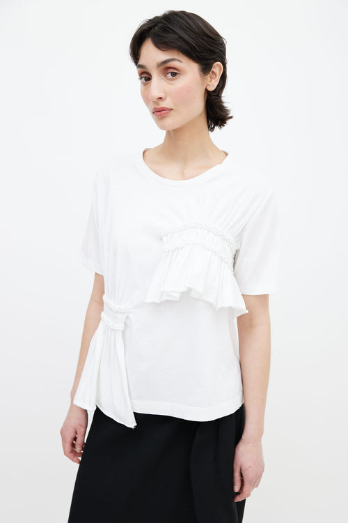 Simone Rocha White Cotton Ruffle Panel T-Shirt