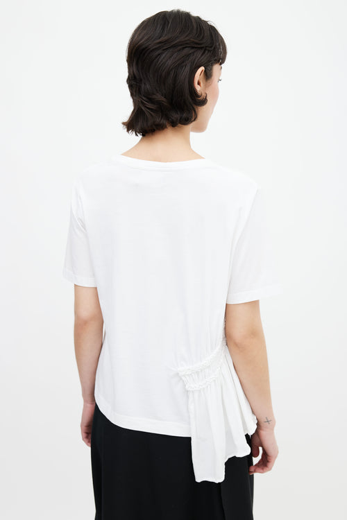 Simone Rocha White Cotton Ruffle Panel T-Shirt