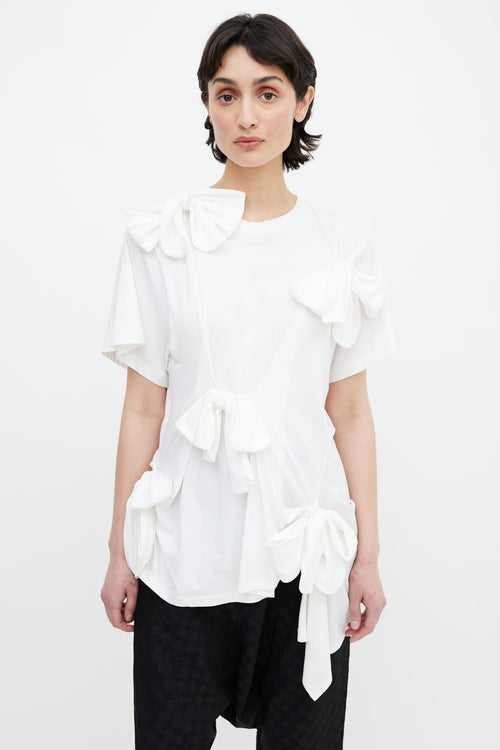 Simone Rocha White Tie Knot Detail T-Shirt