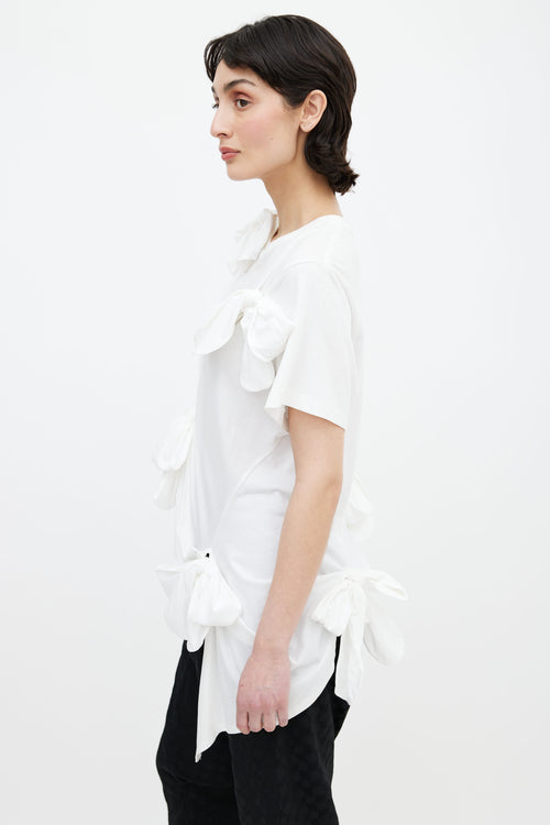 Simone Rocha White Tie Knot Detail T-Shirt