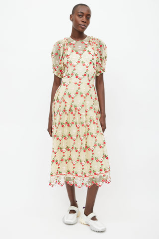 Simone Rocha Yellow 
Multi Floral Tuille Dress