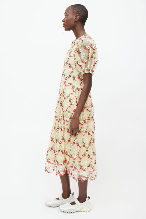 Simone Rocha Yellow 
Multi Floral Tuille Dress