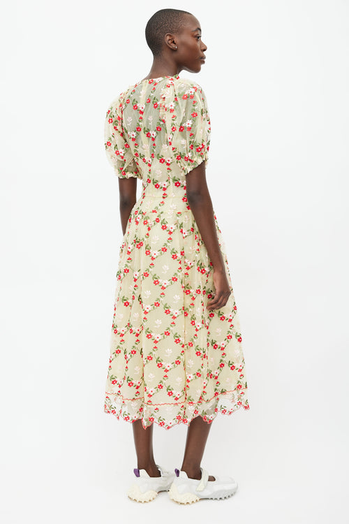 Simone Rocha Yellow 
Multi Floral Tuille Dress