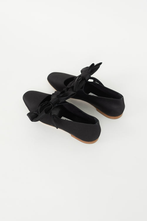 Sleeper Black Satin Aristocat Bow Ballet Flat