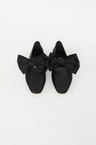 Sleeper Black Satin Aristocat Bow Ballet Flat