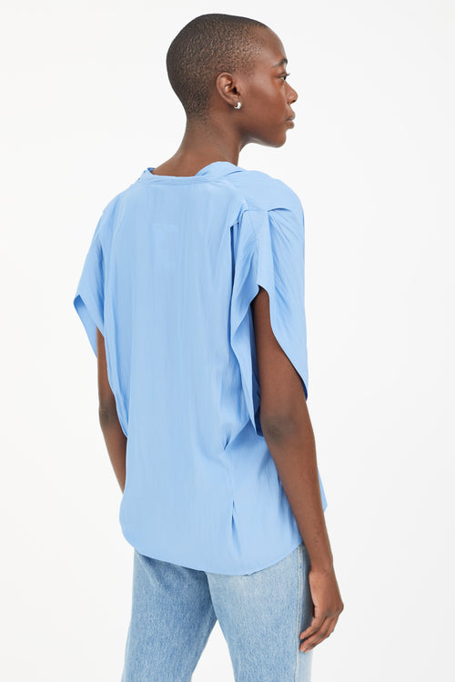 Smythe Blue Double Breasted Cap Sleeve Blouse