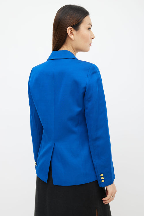 Smythe Blue Satin 
Gold-Tone Buttons Blazer