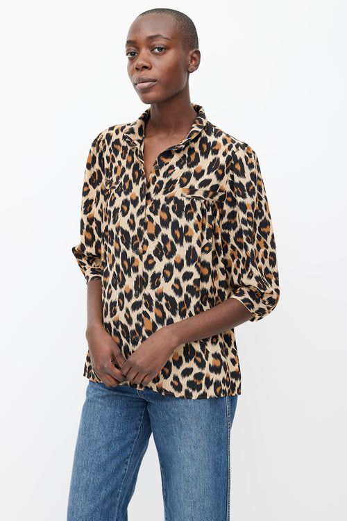 Smythe Brown 
Black Printed Pattern Three-Quarter Sleeve Blouse