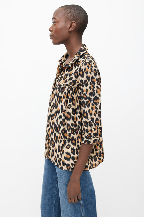 Smythe Brown 
Black Printed Pattern Three-Quarter Sleeve Blouse