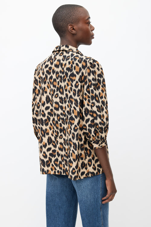 Smythe Brown 
Black Printed Pattern Three-Quarter Sleeve Blouse