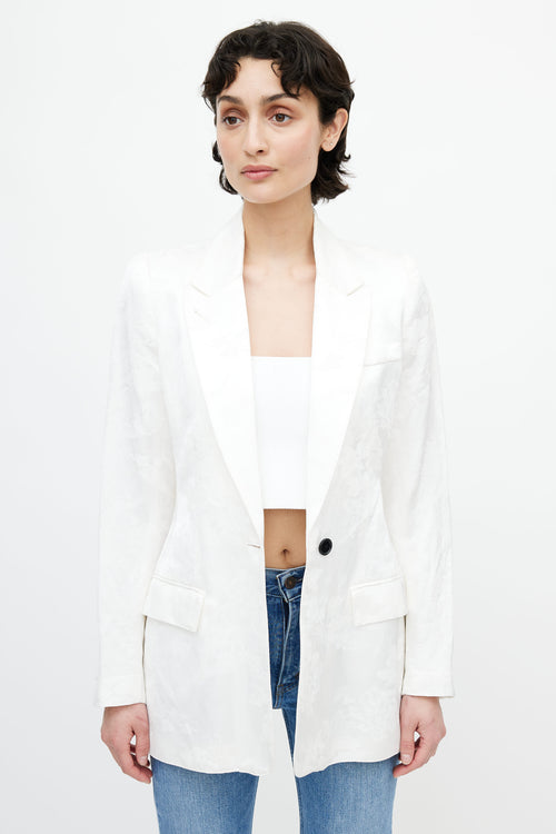 Smythe White Floral Woven Blazer