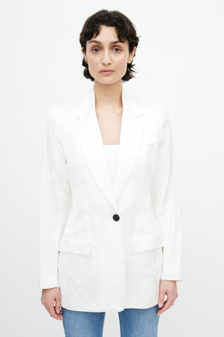 Smythe White Floral Woven Blazer