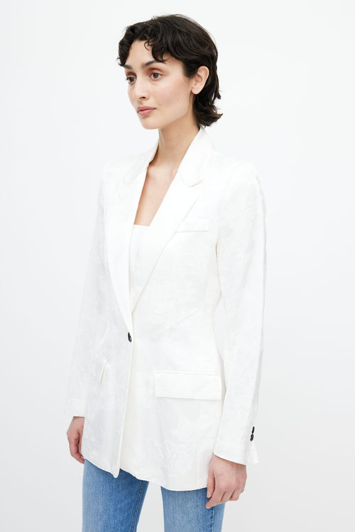 Smythe White Floral Woven Blazer