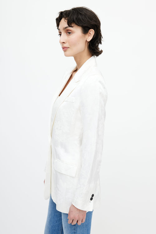 Smythe White Floral Woven Blazer