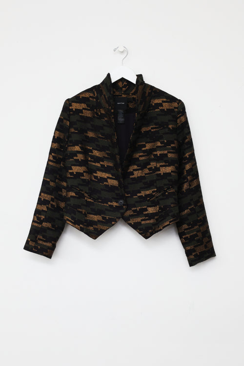 Smythe Black 
Gold Brocade Print Blazer