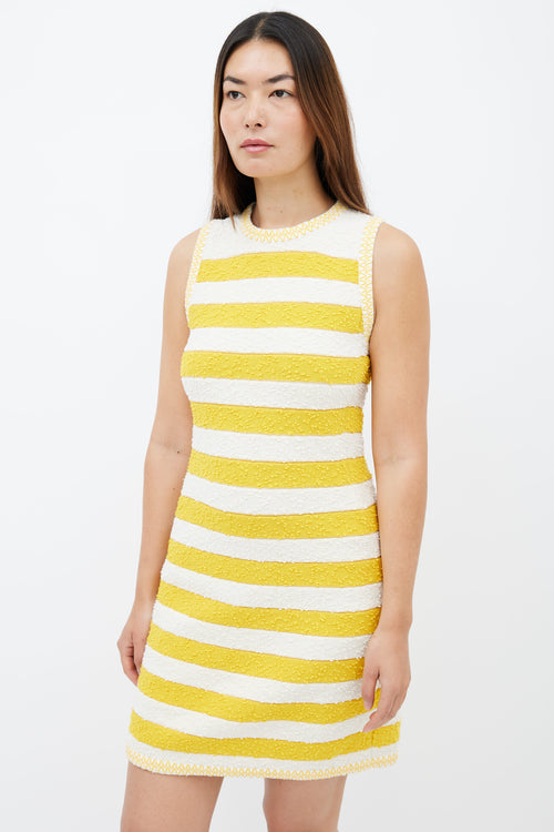 Sonia Rykiel Yellow 
White Stripe Shift Dress