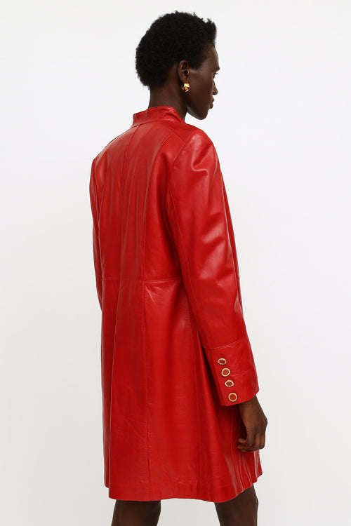 St. John Red Leather Long Jacket