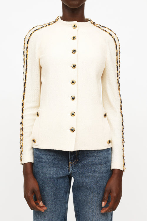 St John Cream Knit Blazer