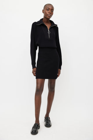 Staud Black Kirby Ribbed Knit Dress