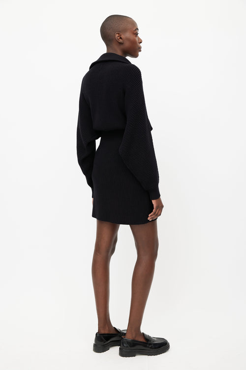 Staud Black Kirby Ribbed Knit Dress