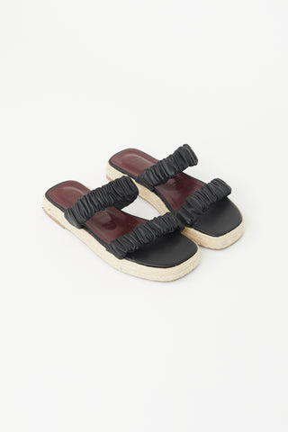 Staud Black Leather Epsadrille Sandal