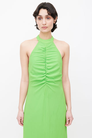 Staud Lime Green Halter Neck Maxi Dress