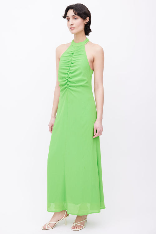 Staud Lime Green Halter Neck Maxi Dress