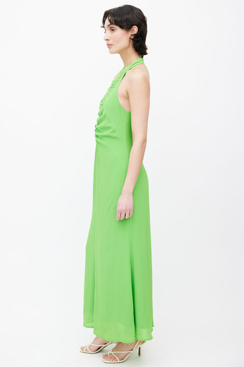 Staud Lime Green Halter Neck Maxi Dress