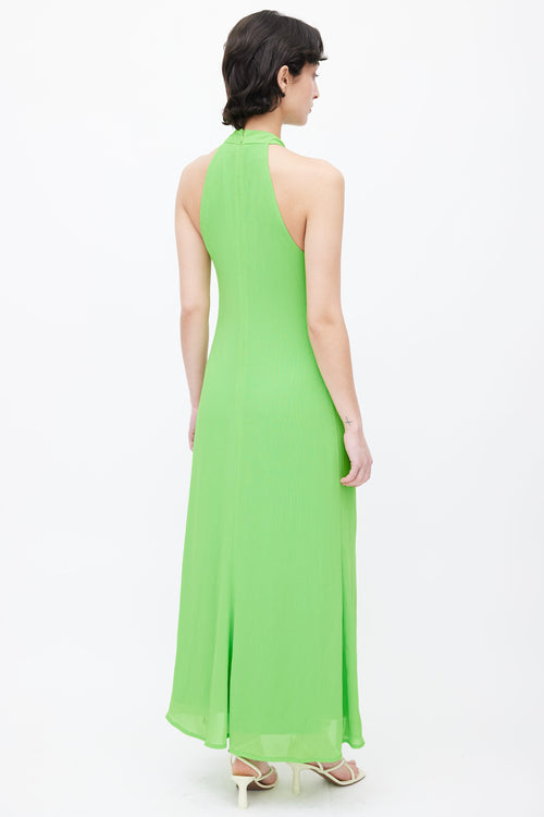 Staud Lime Green Halter Neck Maxi Dress