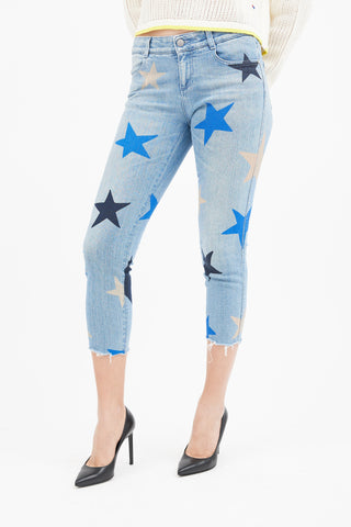 Stella McCartney Blue Star Print Slim Leg Jeans