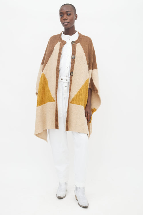 Stella McCartney Brown, Beige 
Yellow Knit Cape Sweater