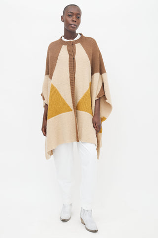 Stella McCartney Brown, Beige 
Yellow Knit Cape Sweater