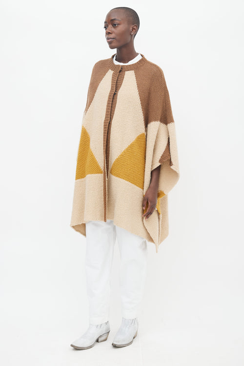 Stella McCartney Brown, Beige 
Yellow Knit Cape Sweater