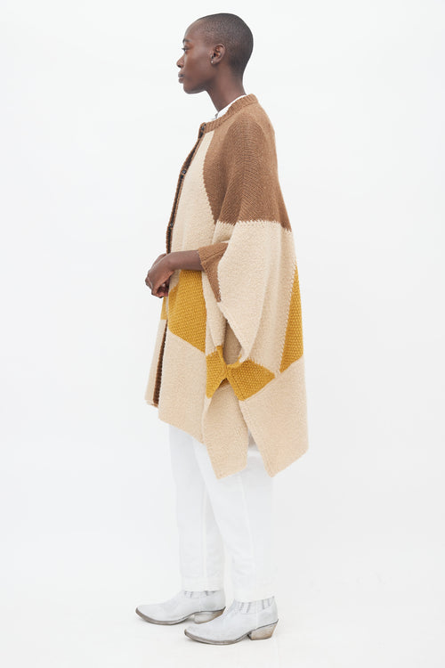 Stella McCartney Brown, Beige 
Yellow Knit Cape Sweater