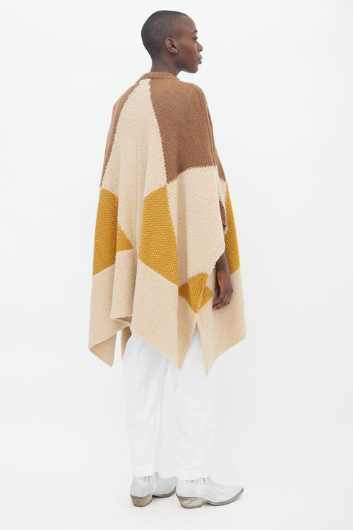 Stella McCartney Brown, Beige 
Yellow Knit Cape Sweater