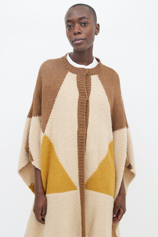 Stella McCartney Brown, Beige 
Yellow Knit Cape Sweater